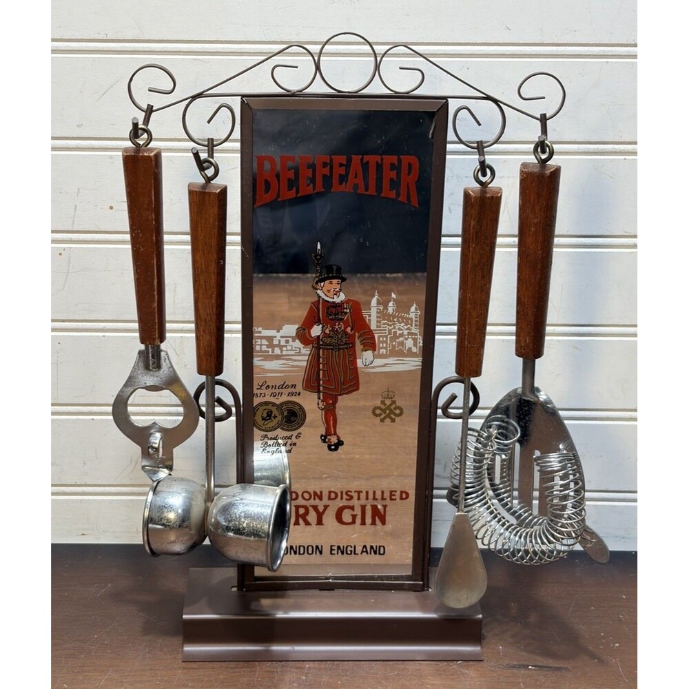Vintage Beefeater London Dry Gin Advertising Barware Tool Display Set Japan